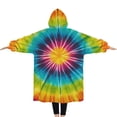 thumbnail image 2 of Oversized Wearable Blanket Hoodie,Colorful Rainbow Tie Dye Spiral Pattern Sherpa Blanket Hoodie with Super Pockets,Super Warm Fuzzy Pullover for Women & Men, 2 of 6