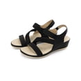 thumbnail image 3 of BLISSFUL STEP Women's Ankle Elastic Strap Wedge Heel Sandals Black 9.5, 3 of 6