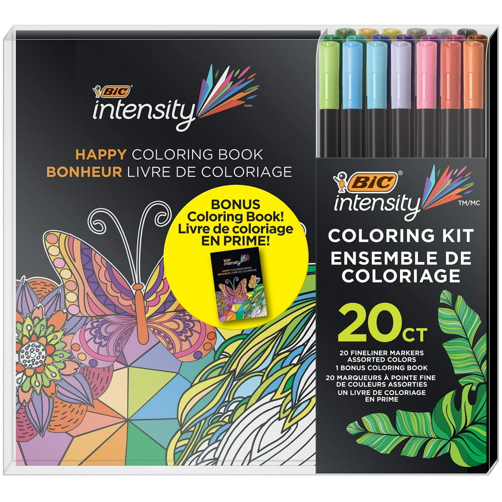 BIC Intensity Fineliner 0.4mm, Assorted Color Marker Pens, 20 Count