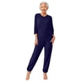 thumbnail image 1 of Runhomal Combinaison Adaptative Anti-Rayures pour Femmes Âgées à Manches Longues Pantalon Long Combinaisons d'Allaitement Vêtements de Nuit Bleu Foncé TTG, 1 of 5