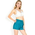 thumbnail image 3 of Women's Elastic Waist Pleated Drawstring Shorts with Side Pockets- Teal,X Large, 3 of 7