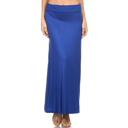 Solid Circle Skirt - NEW MOA Women's Casual High Waisted Solid / Printed Long Maxi Skirt / Made in USA