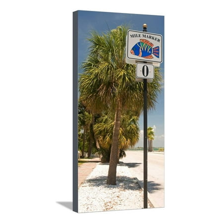 Mile Marker Zero at Pass-A-Grille, St. Pete Beach, Tampa Bay Area, Tampa Bay, Florida, USA Stretched Canvas Print Wall
