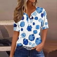 thumbnail image 2 of EINCcm Tops for Women Short Sleeve V Neck 2024 Summer Casual T Shirt Tee Fashion Button Blouses Basic Pullover Top, 2 of 5