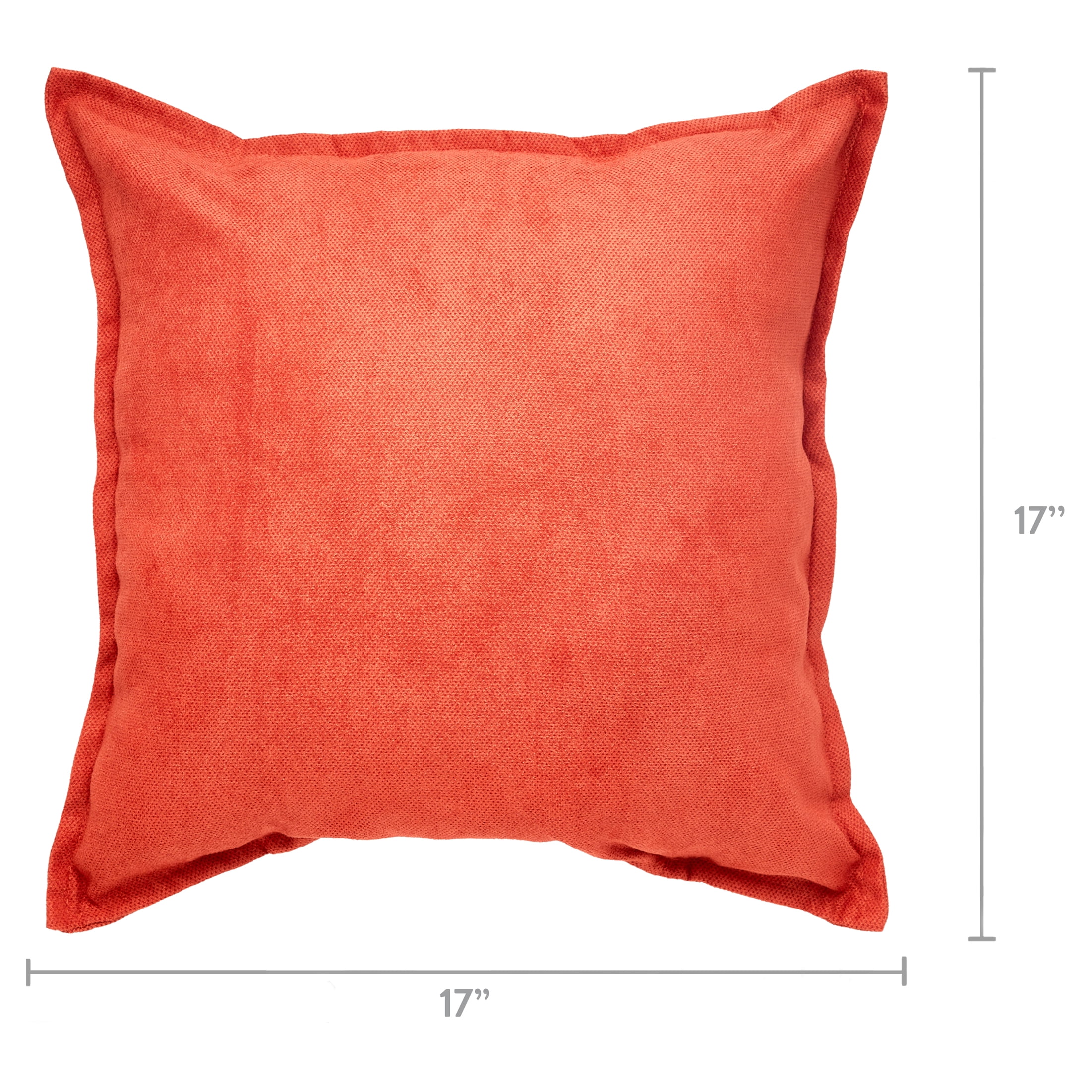Mainstays Faux Suede Decorative Throw Pillow with Flange, 18" x 18", Baked Clay