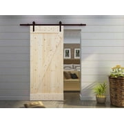 TMS 6.6FT Dark Coffee Interior Sliding Barn Door Hardware Set w/38" Wide Solid Core Door Slab