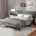 thumbnail image 2 of Costway Queen Size Bed Frame with Linen Fabric Upholstered Headboard & Wooden Slat Support, 2 of 11