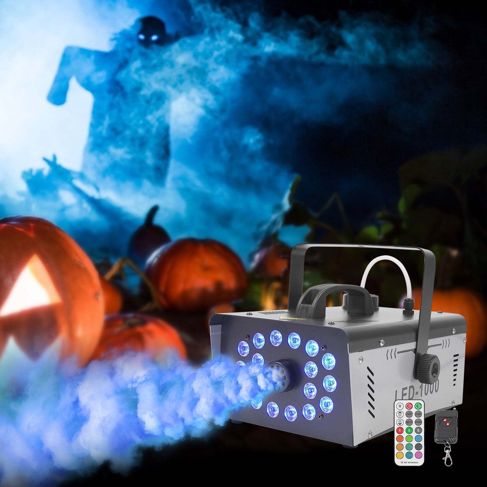 Wildnix 1000W LED Fog Machine with 18 LEDs, 13 Colors & 4 Modes, Remote Control for Light and Fog Effects, Large Oil Tank, Ideal for Stage and Performance Atmosphere