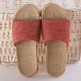 thumbnail image 1 of Nvzi Pantuflas de tatami de lino, antideslizantes, para interiores, con punta abierta (talla 37-38, color rojo), 1 of 5