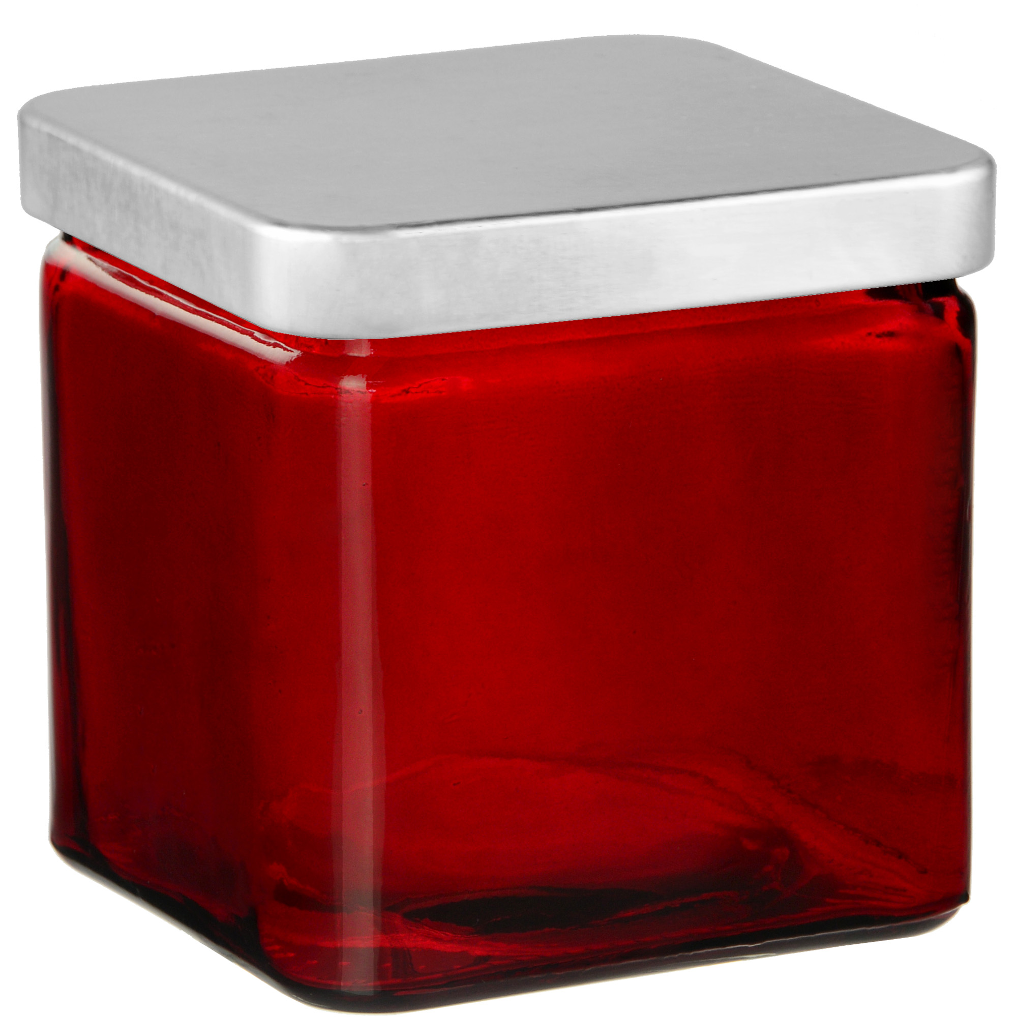 Couronne Co Square Glass Container with Metal Lid, 7524C, 4 inches