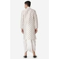 thumbnail image 2 of Royal Kurta Jacquard Silk Printed Cream Kurta White Dhoti Set for Men, 2 of 7