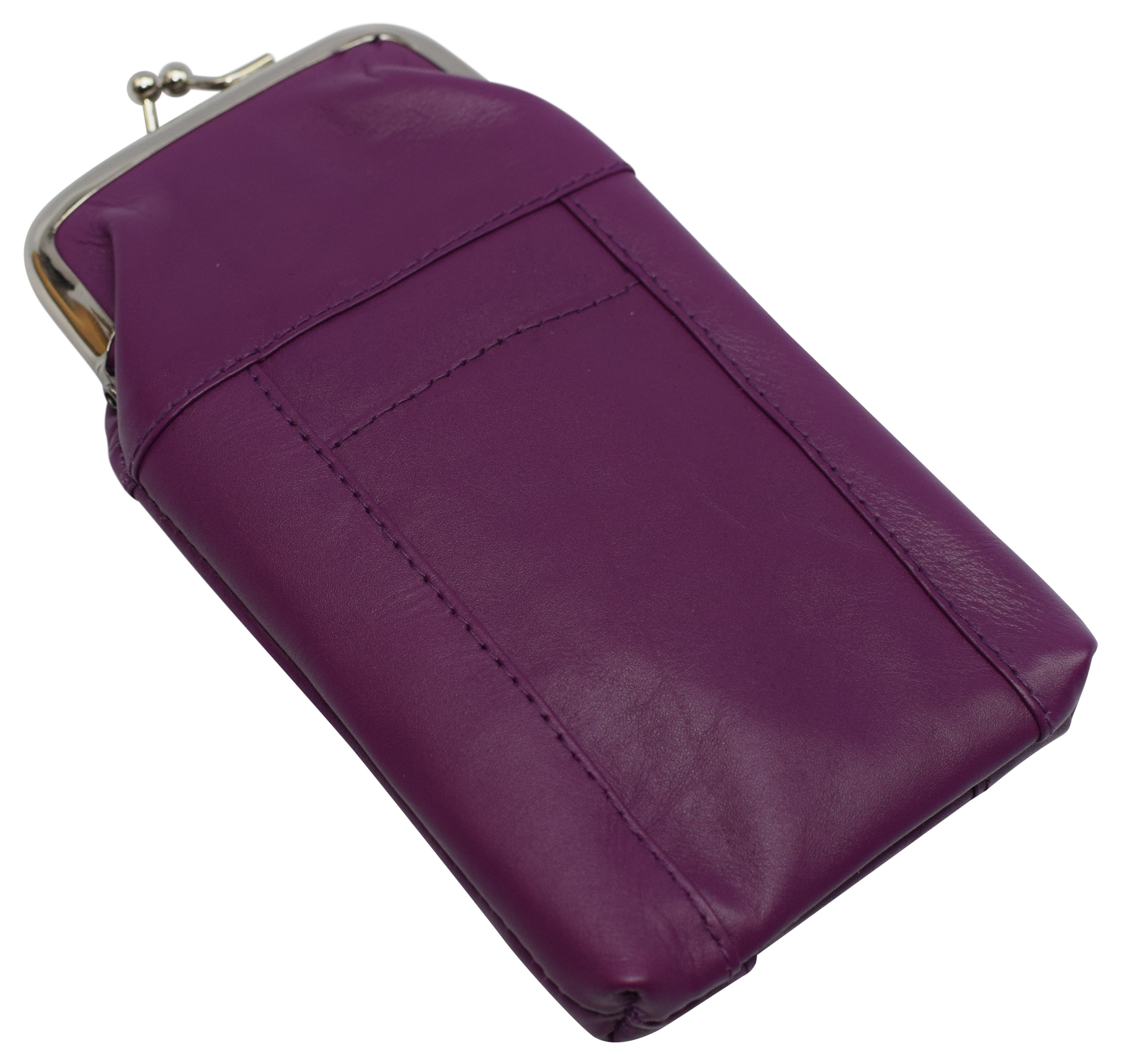 Genuine Leather Cigarette Case with Lighter Pouch Purple by Marshal