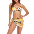 thumbnail image 1 of Conjunto de bikini con tiras y cuello halter amarillo con braguita de cintura alta y falda playera, talla L, 1 of 6