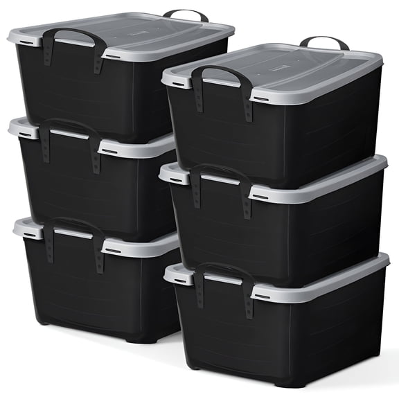 LIFE STORY 13.75 Gallon Plastic Storage Box, Blue, 6 Count