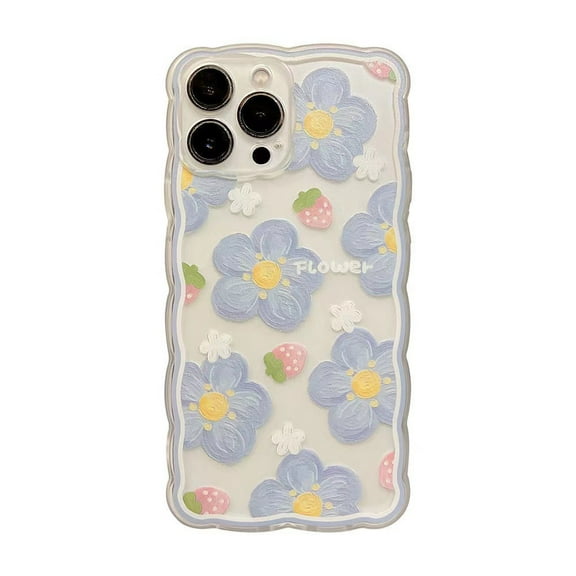 Compatible with iPhone 14 Case Clear 6.1 Inch (2022) with Flower Cute Strawberry Lace Design for Girls Woman TPU Protective Slim Shockproof Floral Case for iPhone 14