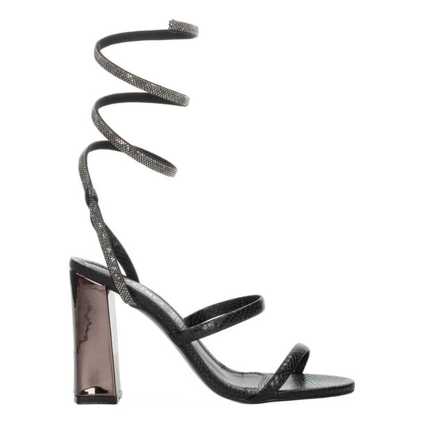 Sandalias De Tacon Ozono Mujer Negro Dama Correa De Tobillo negro 23.5 MX