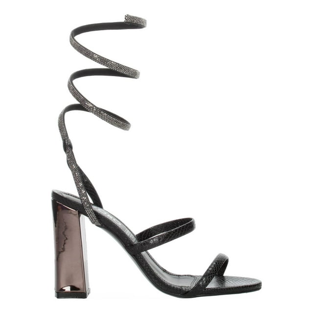 Sandalias De Tacon Ozono Mujer Negro Dama Correa De Tobillo negro 23.5 MX