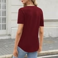 thumbnail image 4 of Camisas de Manga Corta para las Mujeres Casual Color Sólido Plisado V-Cuello Blusas, Moda Verano Top para Diario Y Fiesta, 4 of 7