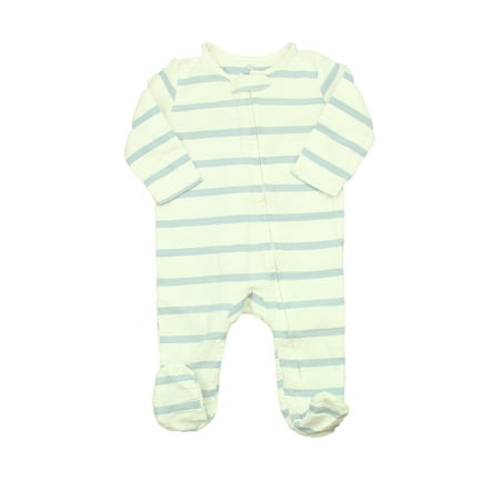 

Pre-owned Aden + Anais Boys White | Blue | Stripes 1-piece footed Pajamas size: 0-3 Months