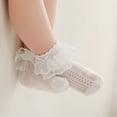 thumbnail image 5 of LYMAYTER 0-8Y 3 Pack Kids Girls Socks Toddler Solid Color Ruffle Socks Summer Mesh Bow Princess Socks, 5 of 7