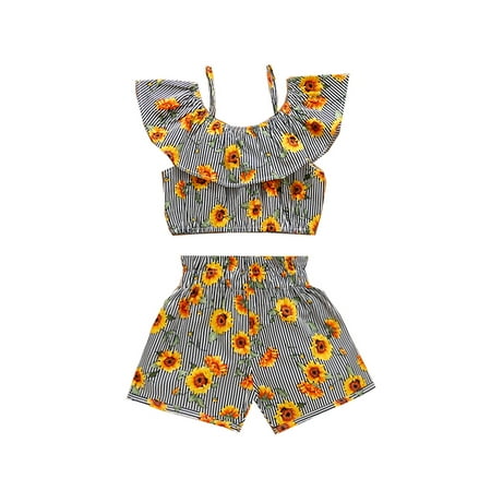 

Gwiyeopda Toddler Kids Baby Girls Cotton Outfits Sleeveless Tank Tops Shorts Casual Sets
