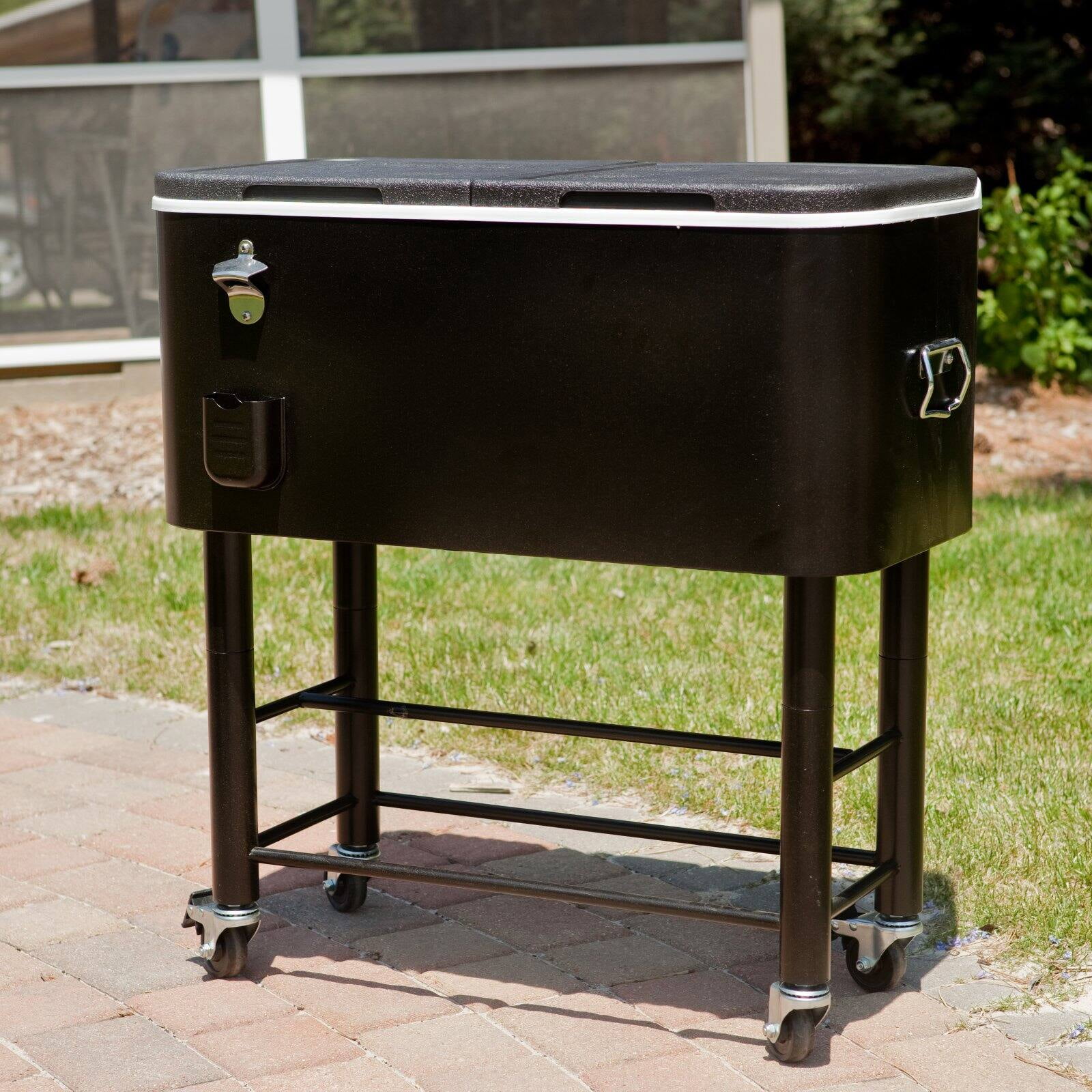 tommy bahama the entertainer 77 quart steel rolling portable patio party cooler