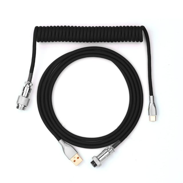 Cable de teclado EPOMAKER Mix USB C a USB A de 1,8 m enrollado negro