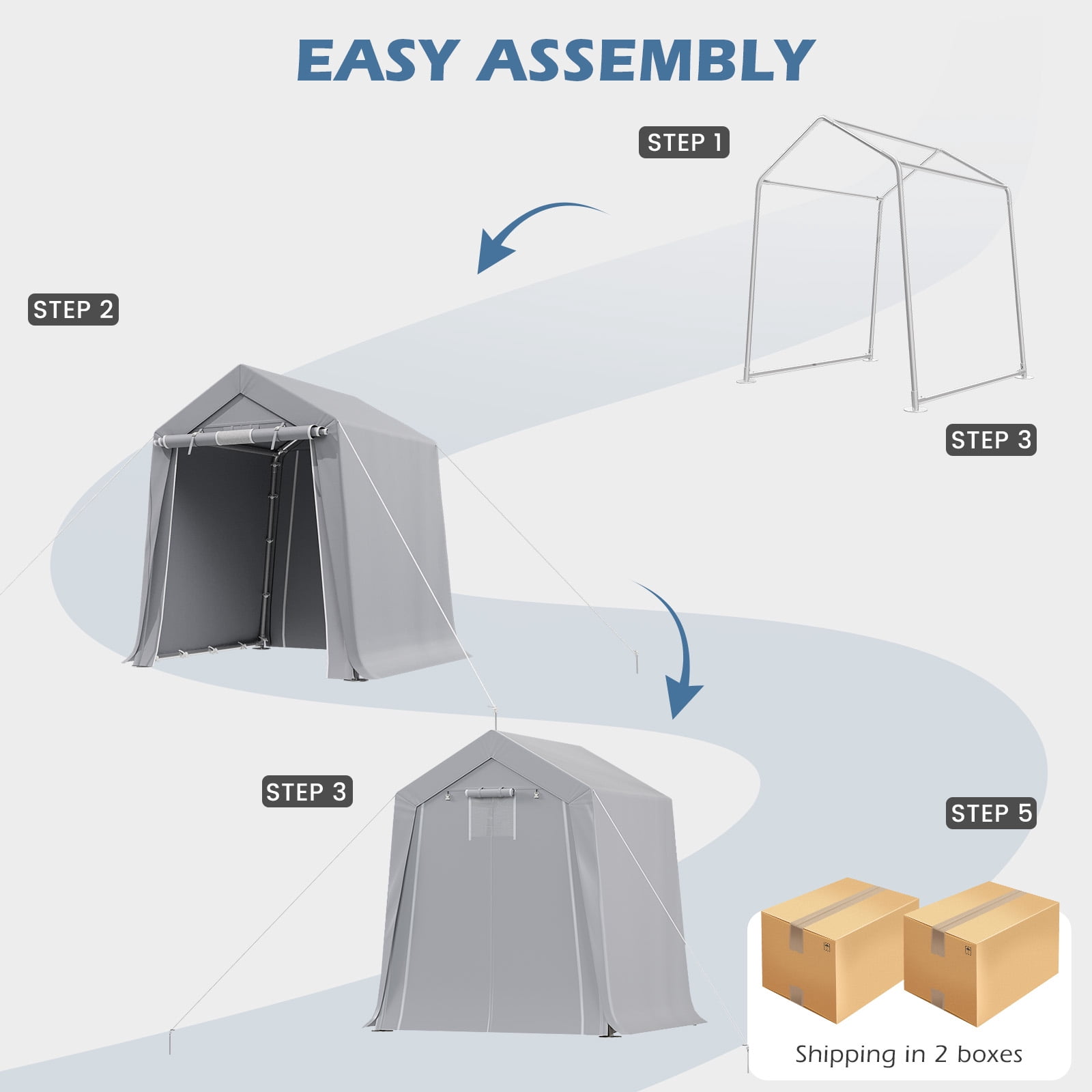 Mellcom 6x8 FT Whaterproof Storage Sheds , Portable Sheds and Outdoor Storage with Rolled up Zipper Door for Motorcycles,Bikes and Garden Tools