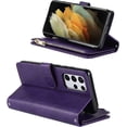 thumbnail image 3 of for Samsung Galaxy S21 Ultra 5G Wallet Case with S-Pen Slot Holder,[9 Card Slots] Removable Adjustable Crossbody Necklace Lanyard Shoulder Strap Zipper Magnetic Leather Case,6.8 inch Purple, 3 of 14