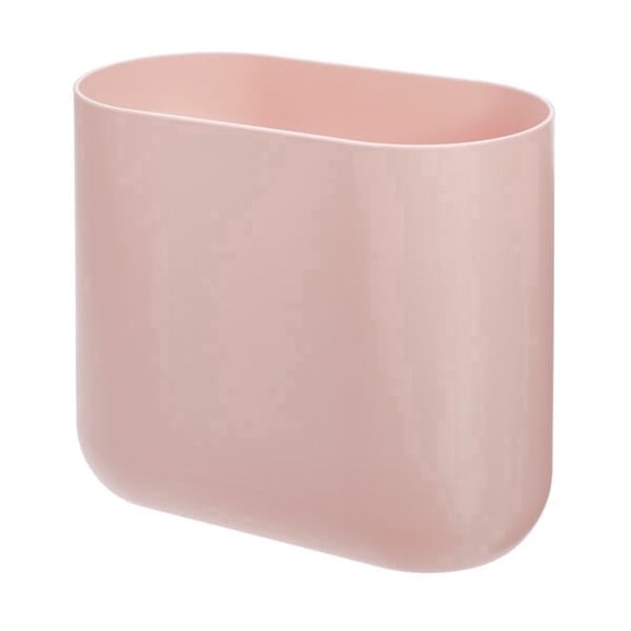 iDesign Oval Bathroom Trash Can, 1.9 Gallon Plastic Slim Open Top Garbage Bin, Pink