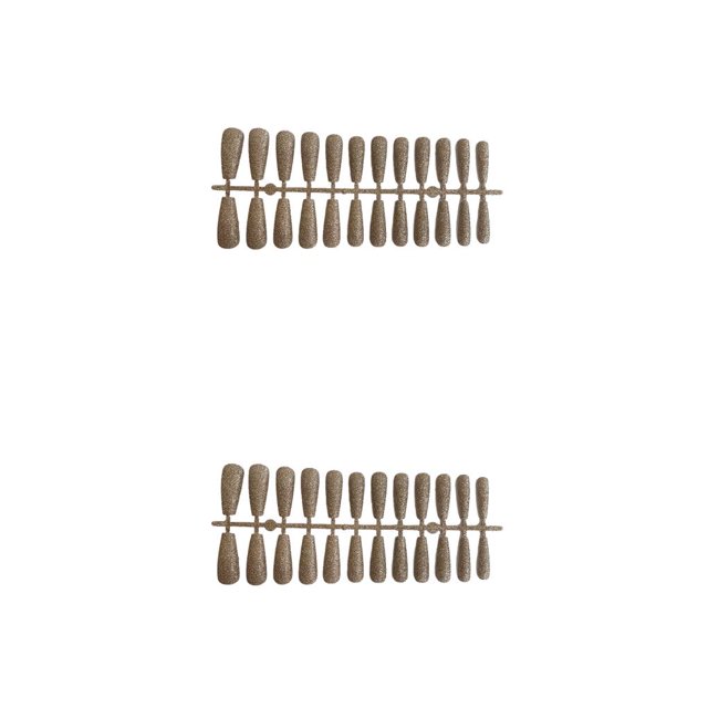 Vogacara 24 piezas de polvo brillante para uñas postizas, cubierta completa, puntas de uñas estilo ataúd, decoración de manicura para el salón del champán 2piezas Vogacara CBP449616