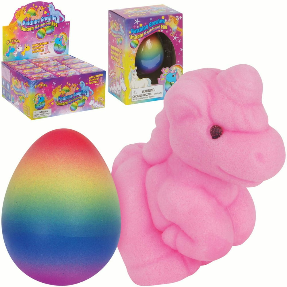 Playmaker Toys Hatching Growing Unicorn Rainbow Egg 2.5" Novelty Toy