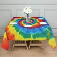 thumbnail image 3 of Colorful Rainbow Tie Dye Spiral Pattern Square Tablecloth,Waterproof Square Table Cover,Wipeable Spillproof Washable Table Cover for Home Kitchen Party Decor 42"X42"(107x107cm), 3 of 6