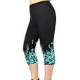 thumbnail image 1 of Hugossia Womens Plus Size Leggings Floral Stretch Skinny Capri Pants, 1 of 2