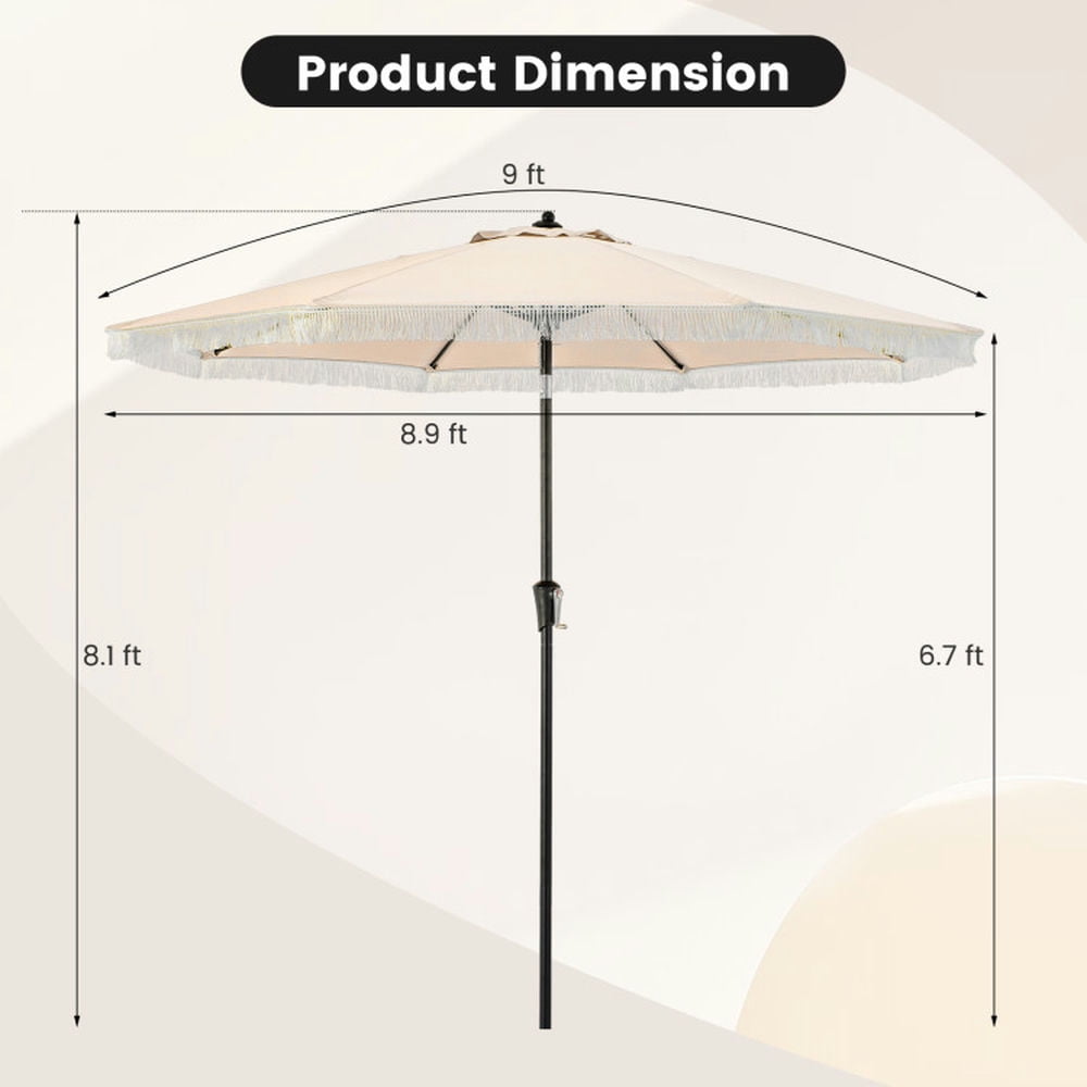 Spaco 9 FT Patio Umbrella with Sun-Protective Canopy for Patio Garden Pool-Beige, Outdoor Table Umbrella, Yard Umbrella, Market Umbrella