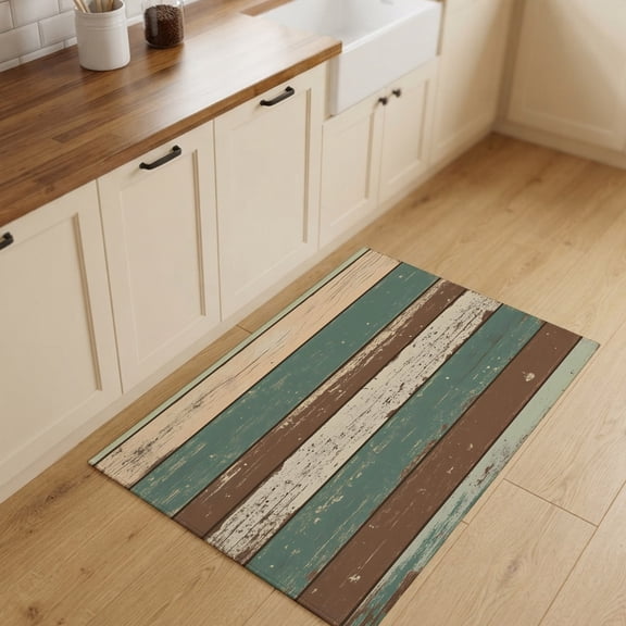2x3ft Rectangle Rug,Farmhouse Vintage Wooden Grain Washable Area Rugs Non-Slip Accent Rug Rustic Multicolored Board Soft Circle Carpet for Living Room Bedroom Home Office Decor