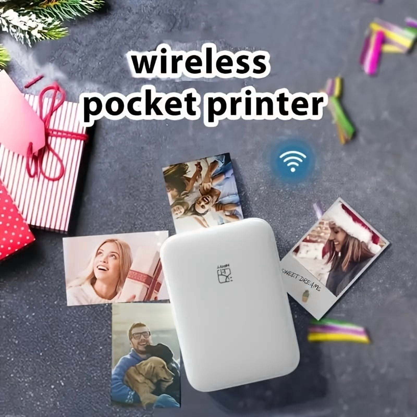 Wireless Portable ZINK Photo Printer for iOS Android - Mini Mobile Phone Printer with High Definition Color Reproduction (Includes 5 Free Sheets)