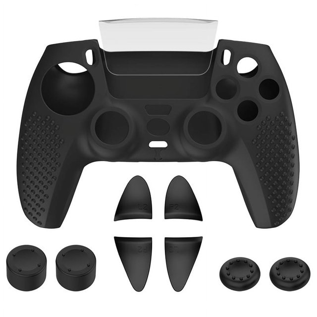 Cubierta personalizada con tallado de puntos traseros de goma de silicona para controlador PS5 Dualsense x 1 con tapa basculante * 4, tecla de disparo * 4, película de pantalla táctil ER