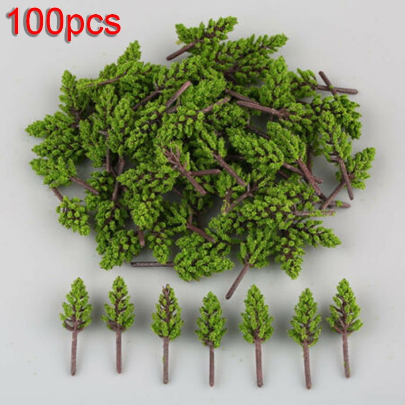 US 100pcs Model Pine Trees Deep Green For N Z Scale Building Street Layout 38mm 