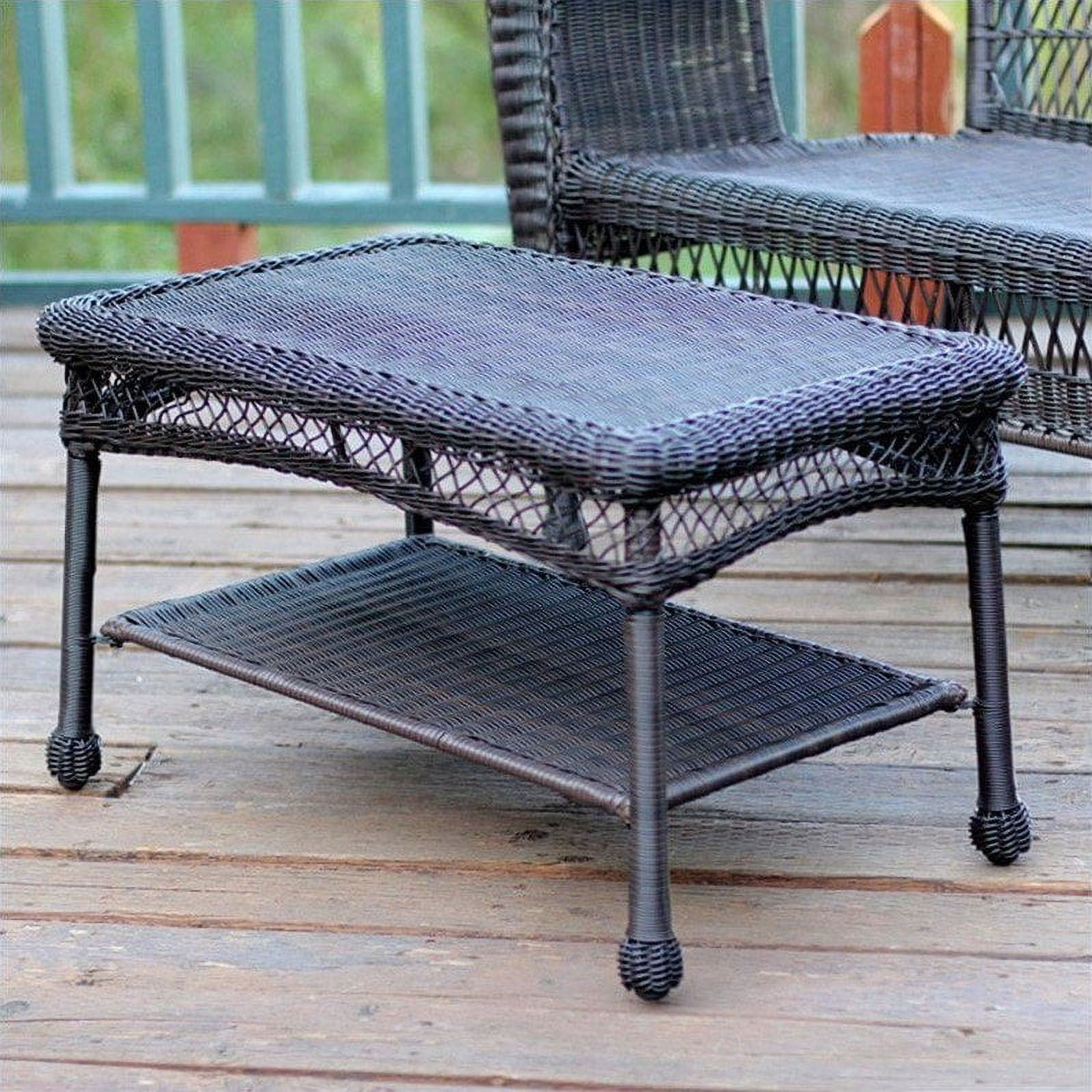 Jeco Wicker Outdoor Patio Furniture Coffee Table in Espresso