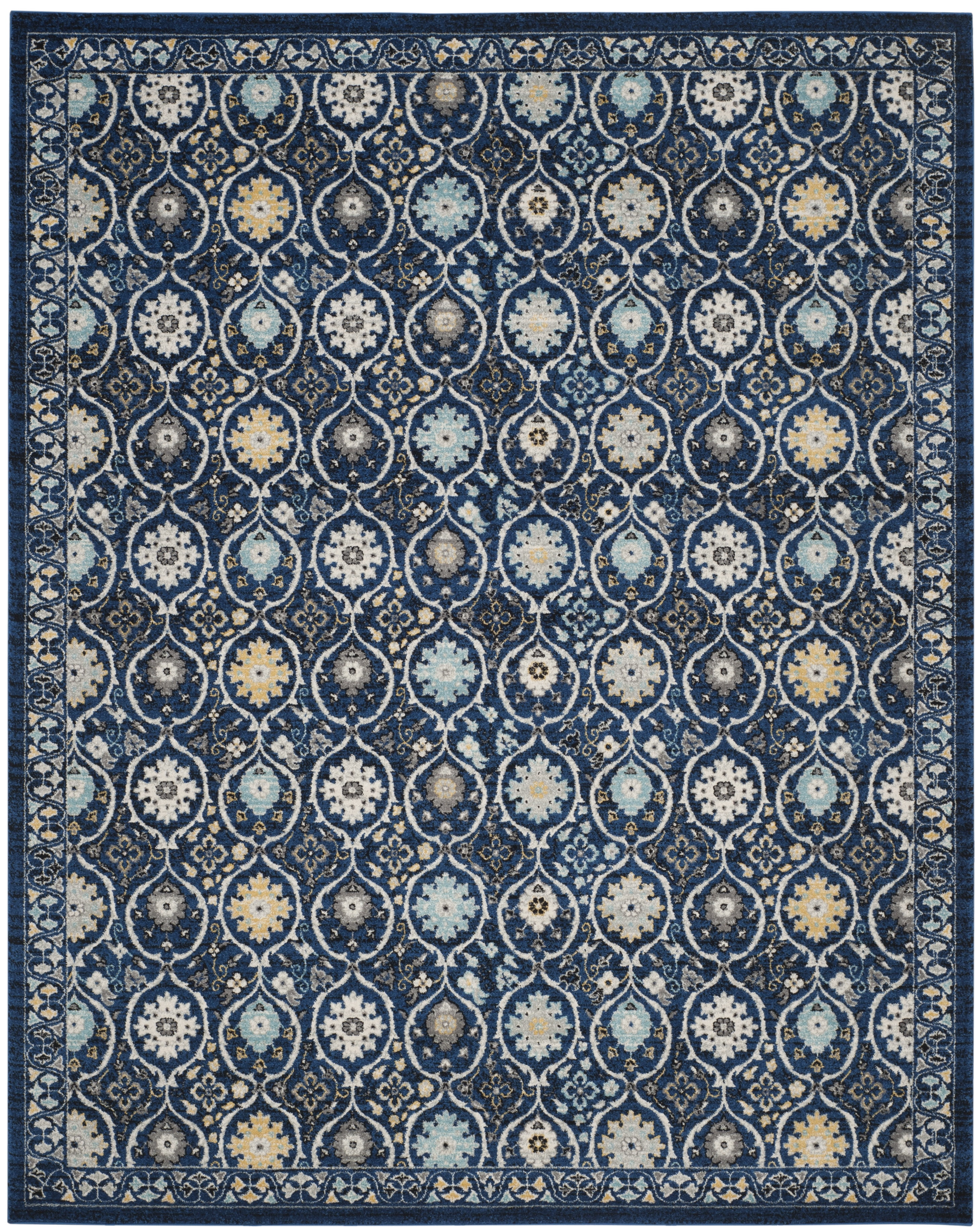 SAFAVIEH Evoke Charlotte Floral Geometric Area Rug, Royal/Ivory, 10' x 14'