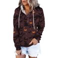 thumbnail image 1 of Sudadera de manga larga con estampado de capucha para mujer Blusa informal Tops Pompotops FGAJ16938, 1 of 7