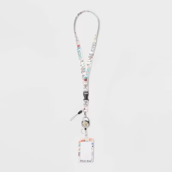 20.8" Lanyard ID Badge Holder, Just BE KIND Print Neck Strap with Clear 4.29" x 2.67" Card Sleeve, Durable Clip for Keys, Badges & Everyday Use