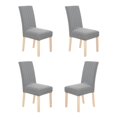 thumbnail image 1 of Deconovo - Funda de silla de comedor de punto jacquard, elástica, lavable y extraíble, de licra, para banquetes, juego de 4, color gris claro, 1 of 7
