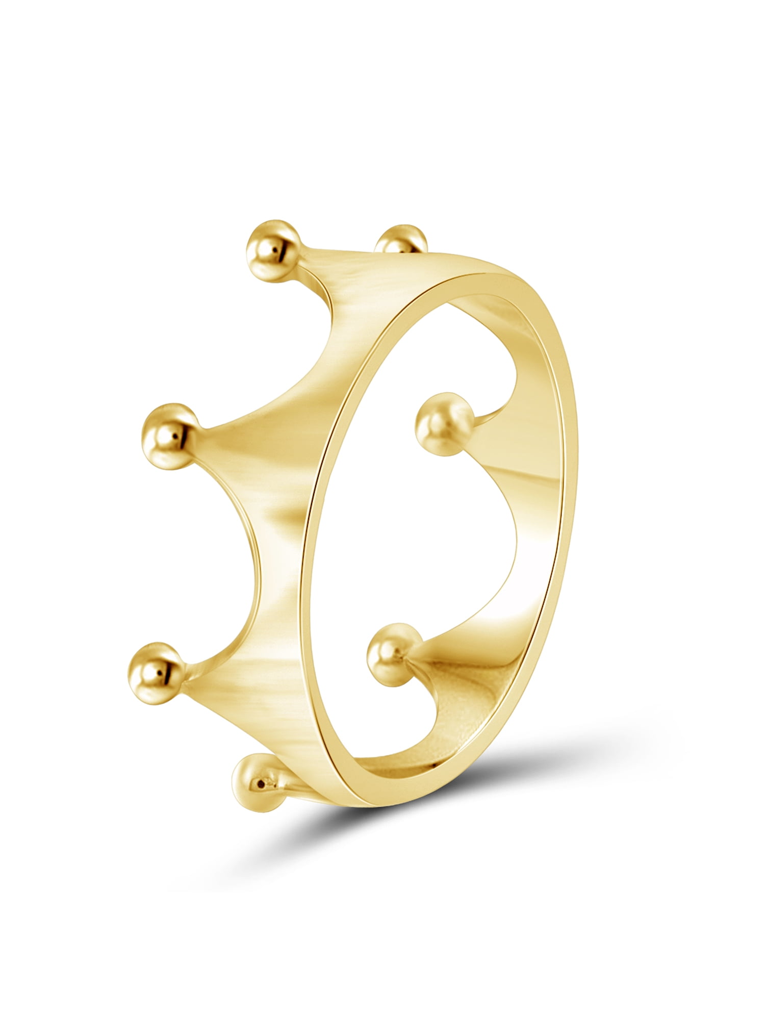 JewelersClub 14K Gold Plated Silver Crown Ring for Women | Dainty 14K Gold Plated Silver Promise Ring For Women | Silver Crown Ring For Women