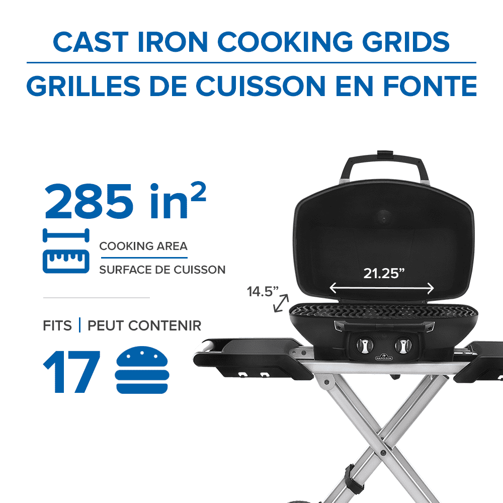 Napoleon TravelQ PRO285X Portable Propane Gas Grill with Scissor Cart, Black
