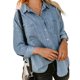 thumbnail image 1 of TRKIYQC Camisa de mezclilla para mujer, casual, de manga larga, con botones, a la moda, de cambray TRKIYQC moda, 1 of 4