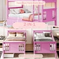 thumbnail image 5 of LAZZO Twin Over Twin Bunk Bed with Storage Drawers, Convertible Solid Wood Bunk Bed with Ladder & Safety Guardrail, No Box Spring Needed, Pink, 5 of 8