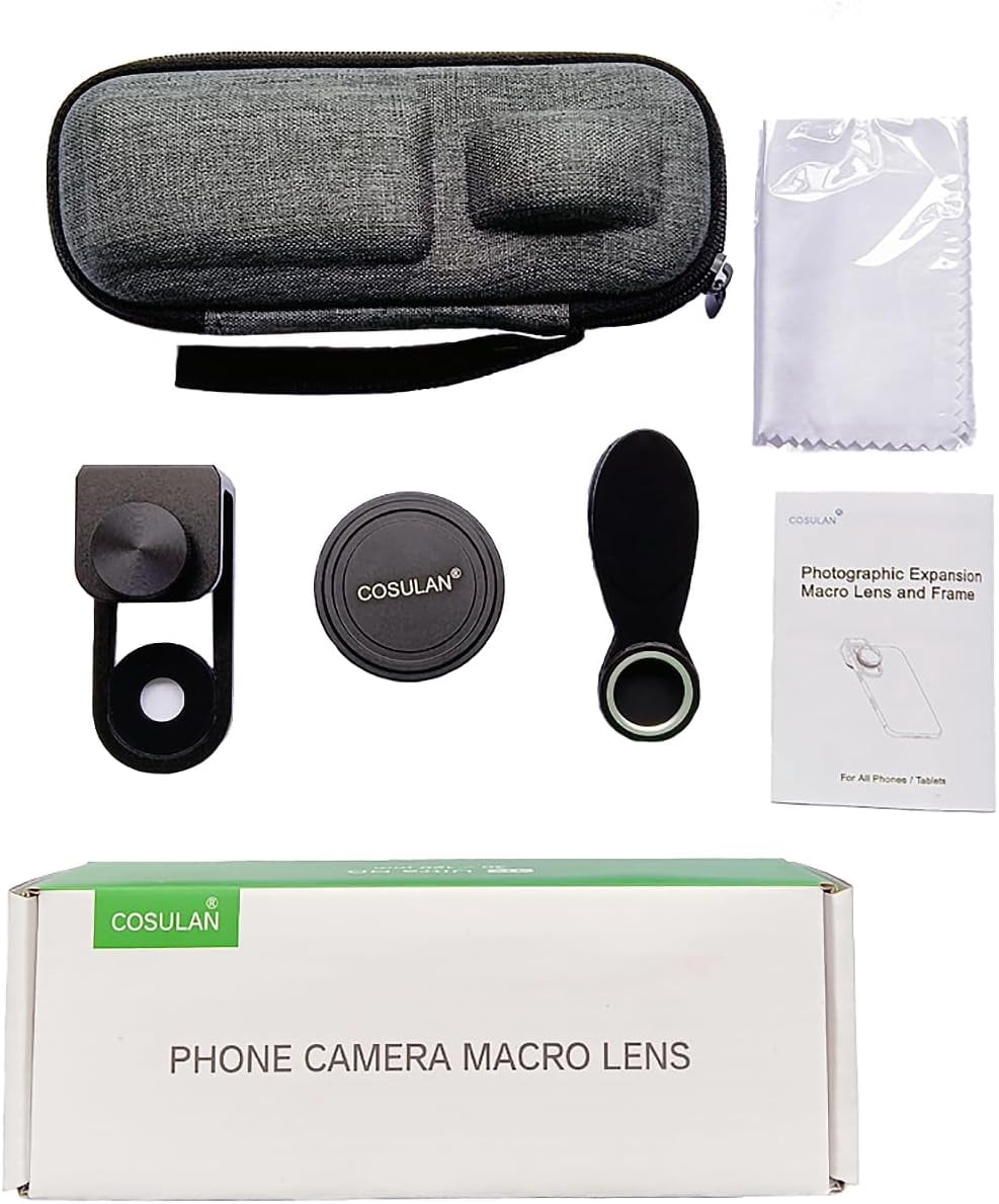 Professional 10X Macro Lens for Smartphones, 4K Ultra HD Glass Lens with Universal Clip, Lens Caps & Carrying Case, Fits iPhone, Samsung, Pixel, Android Phones