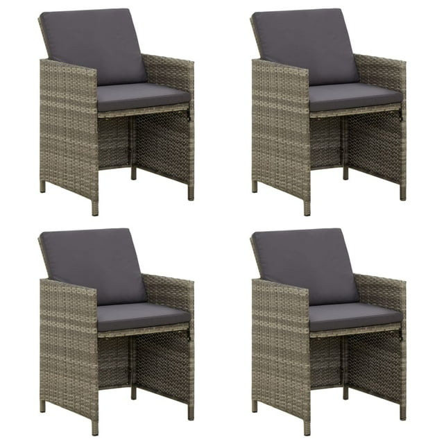 vidaXL Garden Chairs with Cushions 4 pcs Poly Rattan Grey